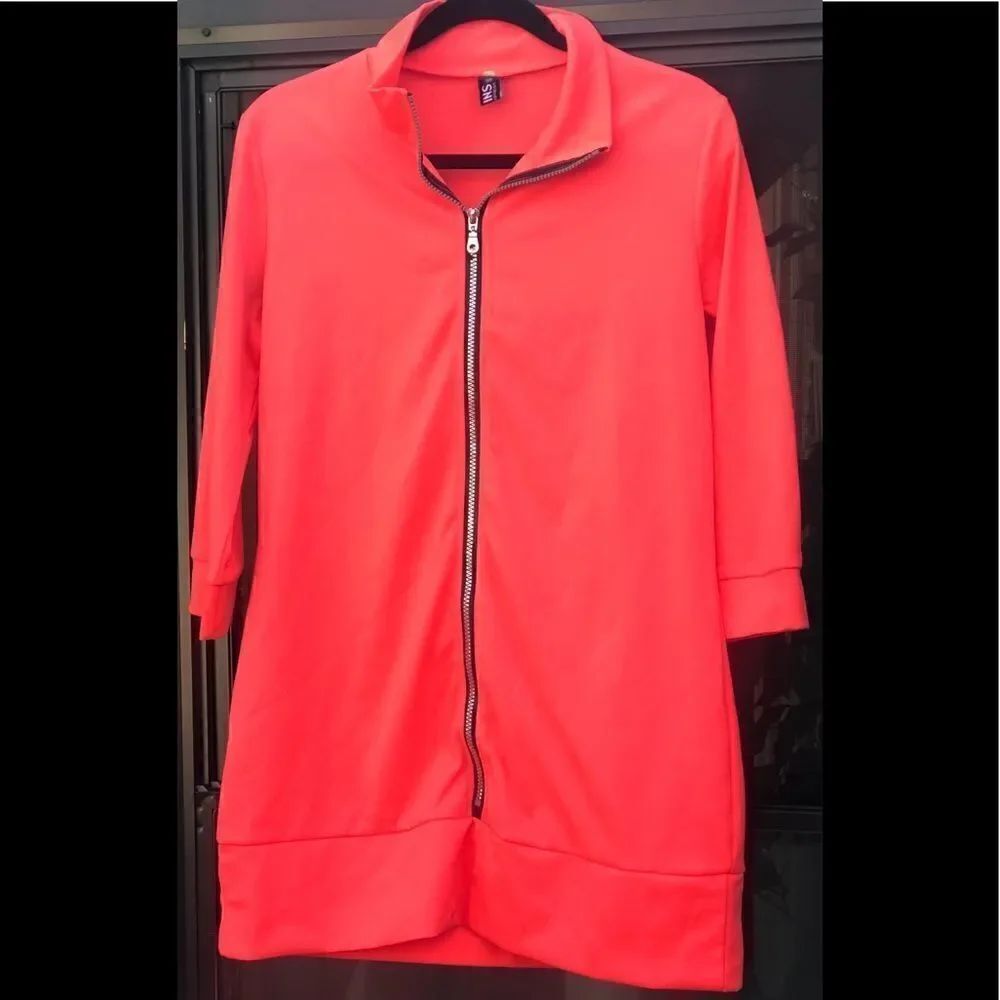 27-Neon full zipper three-quarter sleeve dress sweatshirt material.zipper flaw